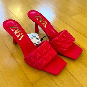 Zara pink quilted top sandals, size 8 (euro size 39)